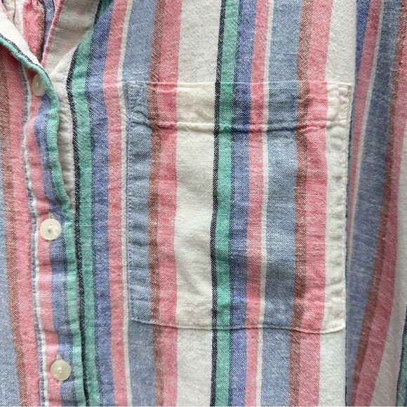 Orvis linen blend button down short sleeve blouse women's xl - Picture 2 of 5